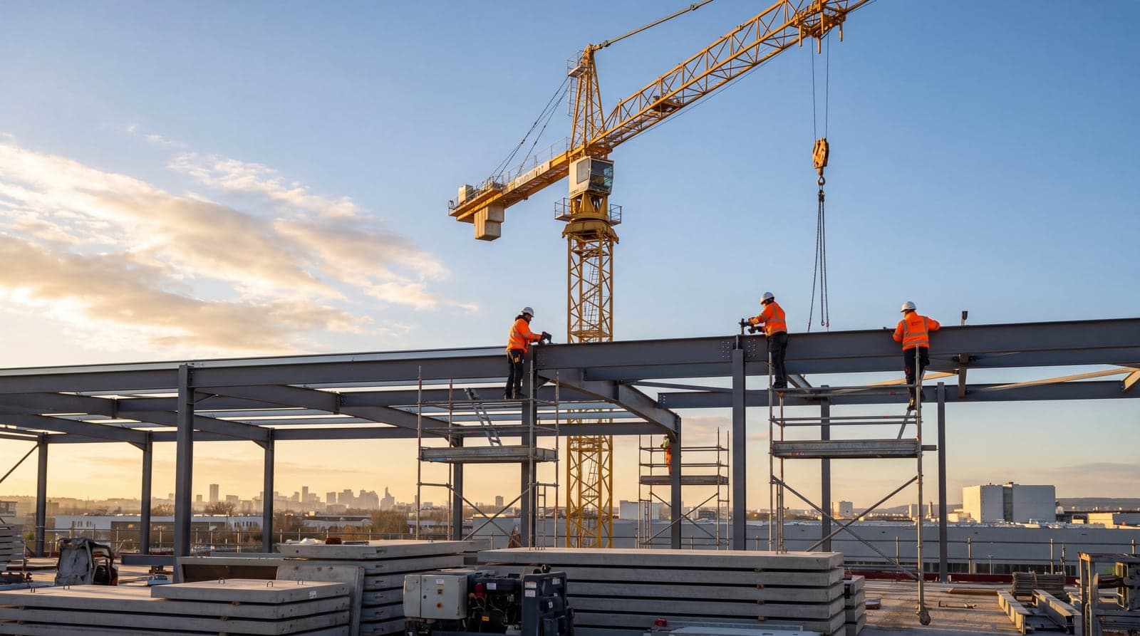 Charpente métallique entrepôt logistique 3200 m²