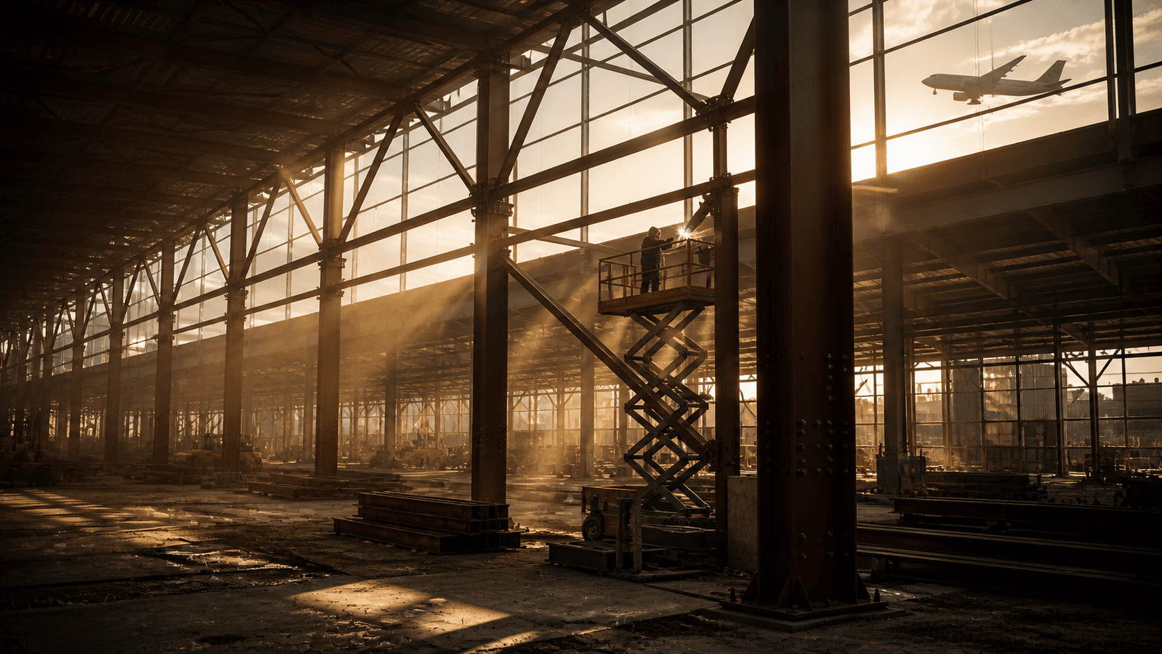 Charpente métallique entrepôt logistique 3200 m²